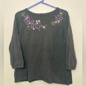 KAREN SCOTT Floral Long Sleeve Top Sz PL